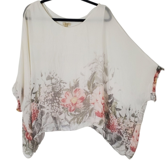 GUSY MADE IN ITALY Floral Silk Top Size Med - Picture 1 of 6